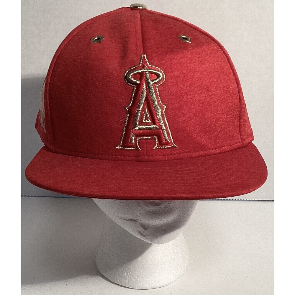 New Era 2017 Los Angeles Angels Fitted Hat Size 7 3/4 Red & Gold MLB Baseball